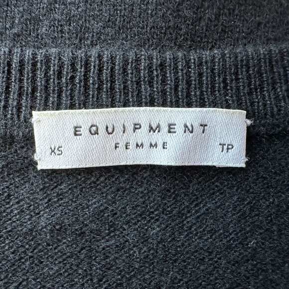 Equipment Femme Womens XS Sweater Cashmere Snake Skin Print Black Crew Neck - Picture 5 of 7